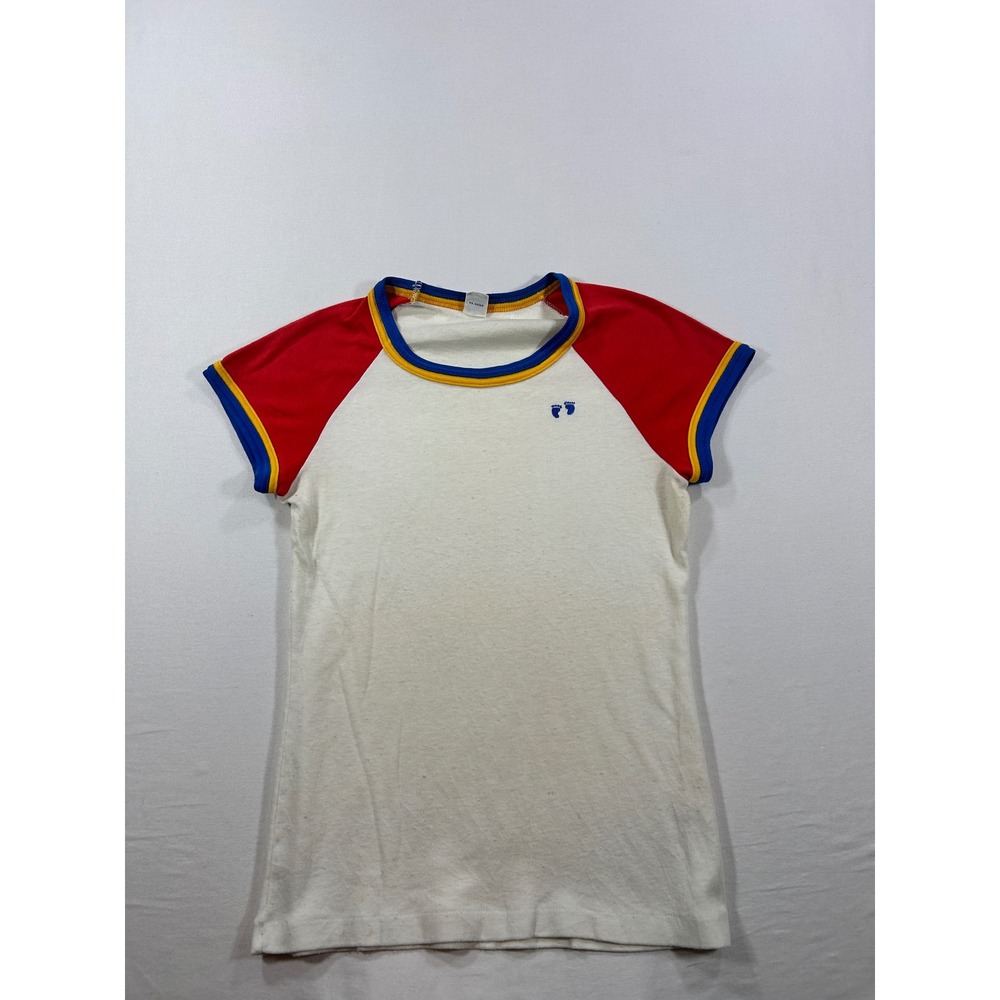 Vintage Hang Ten Raglan T-Shirt Red White Blue Yellow Surf 70s Retro Tee